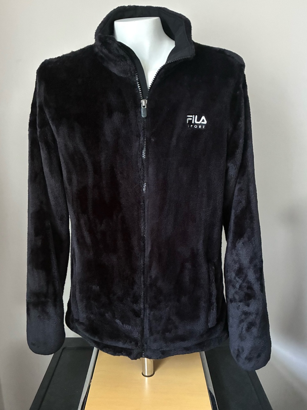 Fila Sport Black Plush Full Zip Jacket Women’s (M)